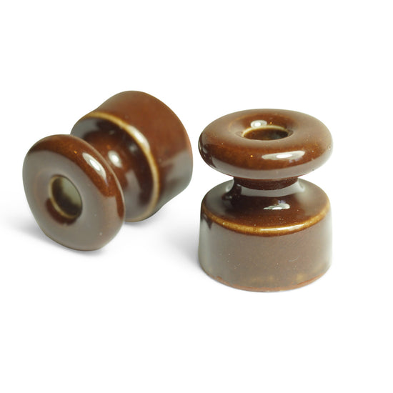 Kabelführungen Porzellan Braun / 5 Stück