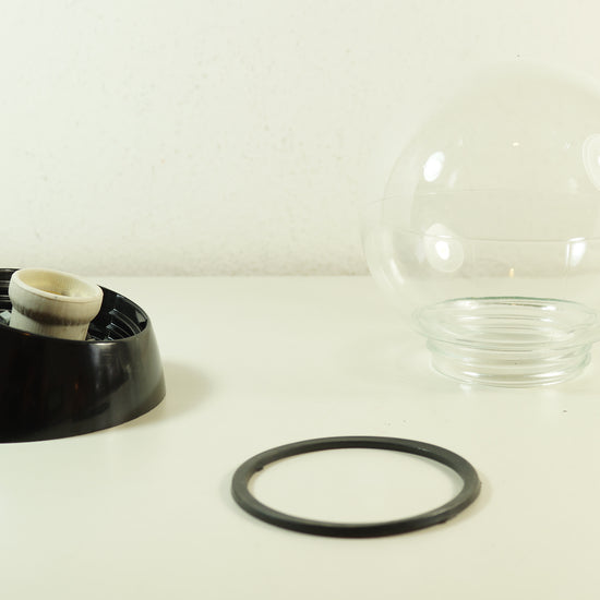 Kugellampe Bakelit Klarglas / Gewinkelt