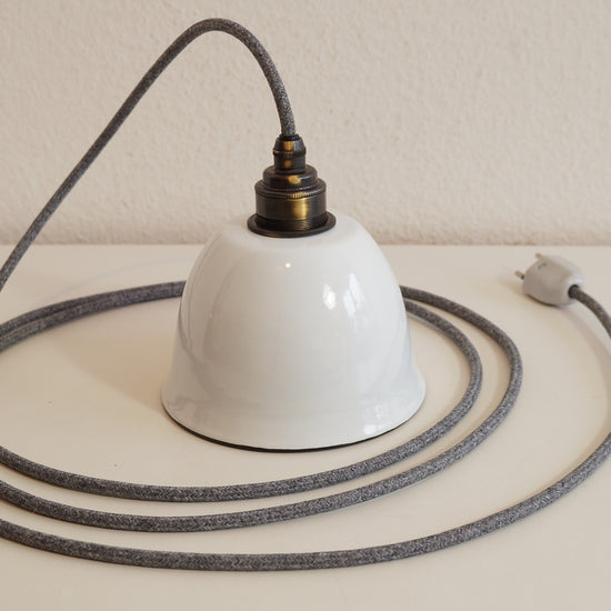 Emaille Lampenschirm Old Bell / Weiss