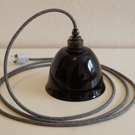 Emaille Lampenschirm Old Bell / Schwarz