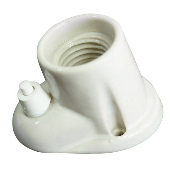 Porzellan Lampenfassung mit Schalter / Weiss E 27