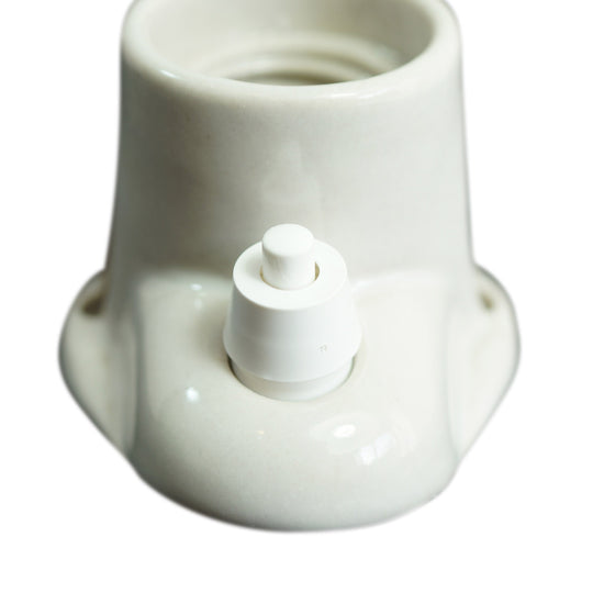 Porzellan Lampenfassung mit Schalter / Weiss E 27