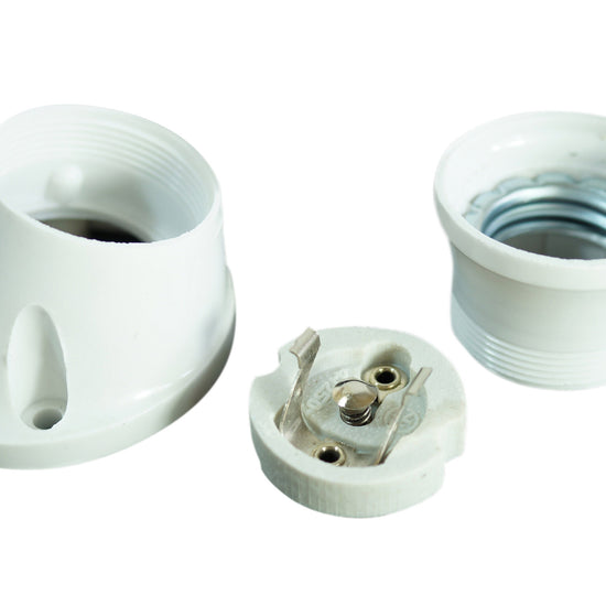 Bakelit Fassung weiss / Gewinkelt 