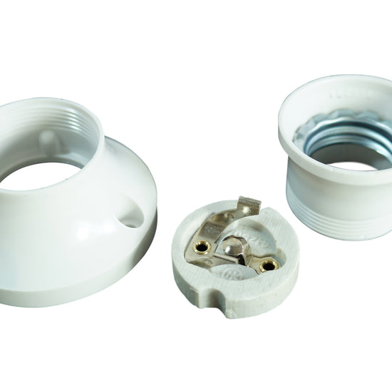 Bakelit Fassung weiss / Gerade