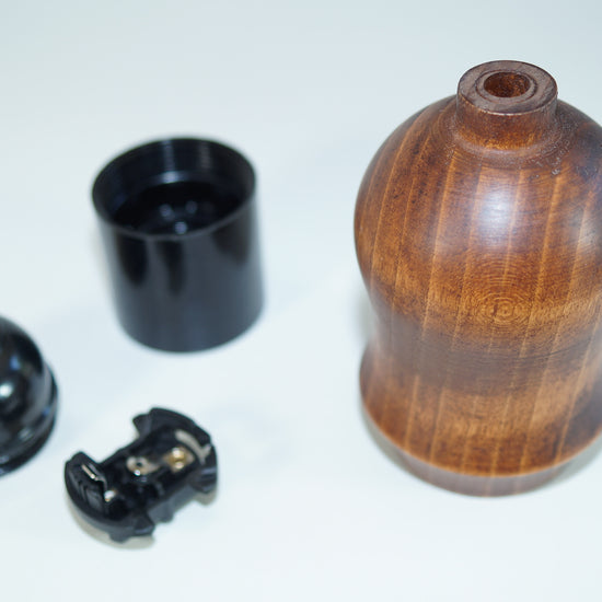 Holz Fassung bauchig / Dunkel gebeizt