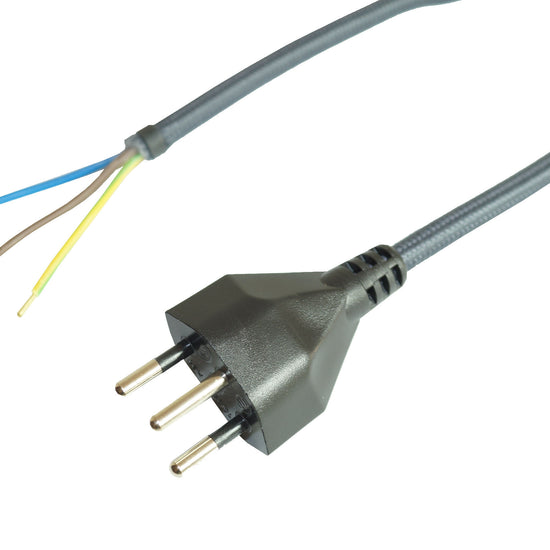 Textil Netzkabel / Anthrazit