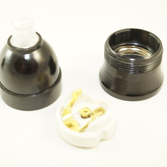 Bakelit Fassung mit Schürze / Schwarz E27