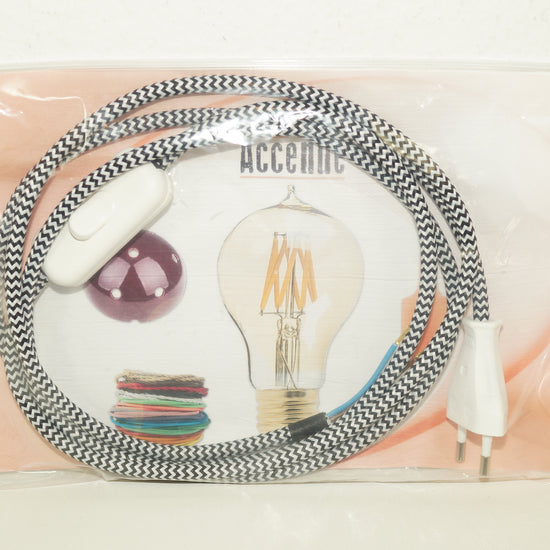 Textilkabel konfektioniert / ZickZack 2adrig mit Schalter