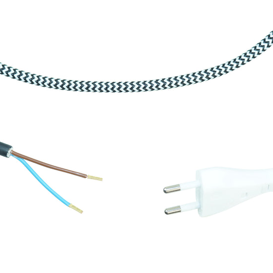 Textilkabel konfektioniert / ZickZack 2adrig