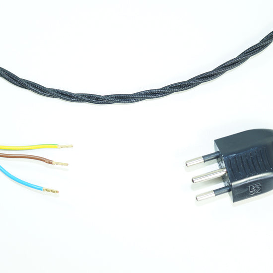 Textilkabel konfektioniert / Schwarz 3adrig