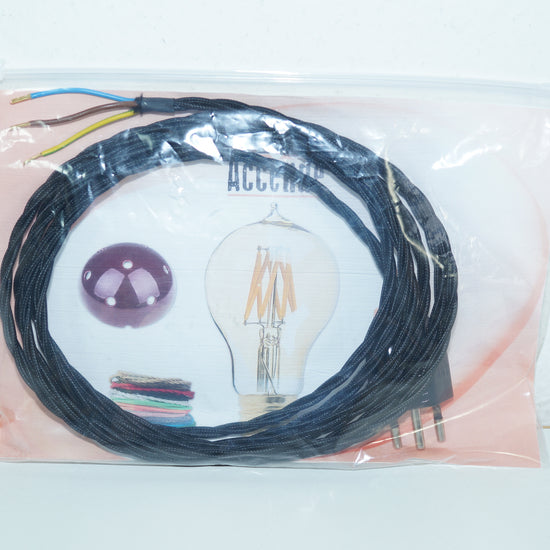 Textilkabel konfektioniert / Schwarz 3adrig