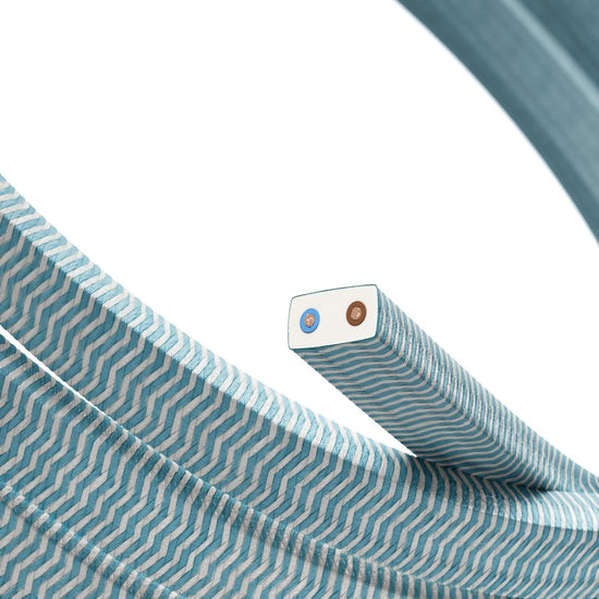 Elektrisches Kabel für Lichterketten türkis/weiss zickzack IP44 – Meterware für geschützte Aussenbereiche
