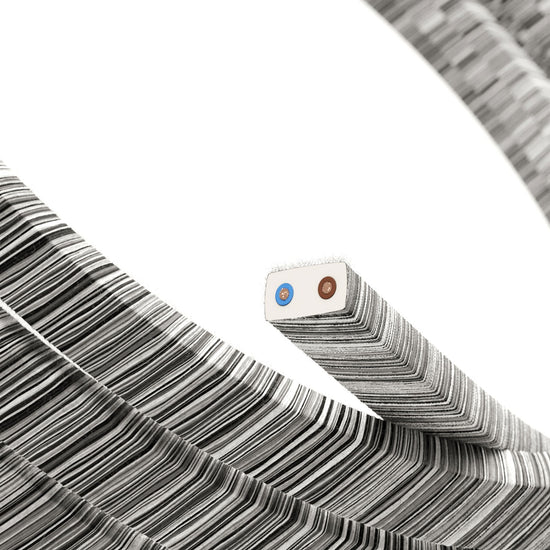 Elektrisches Kabel für Lichterketten schwarz/weiss melange IP44 – Meterware für geschützte Aussenbereiche