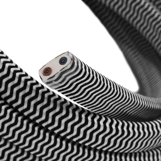 Elektrisches Kabel für Lichterketten schwarz/weiss Zickzack IP44 – Meterware für geschützte Aussenbereiche