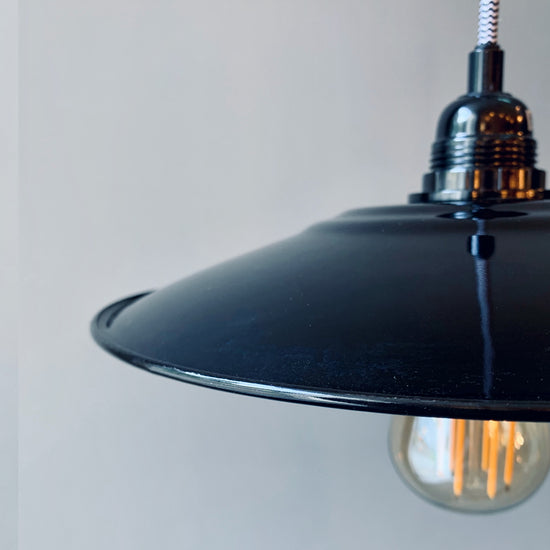Emaille Lampenschirm 28cm / Schwarz