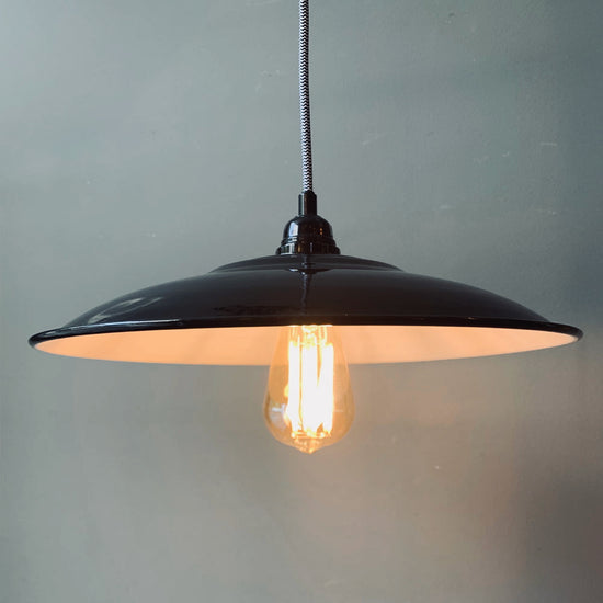 Emaille Lampenschirm 35cm / Schwarz