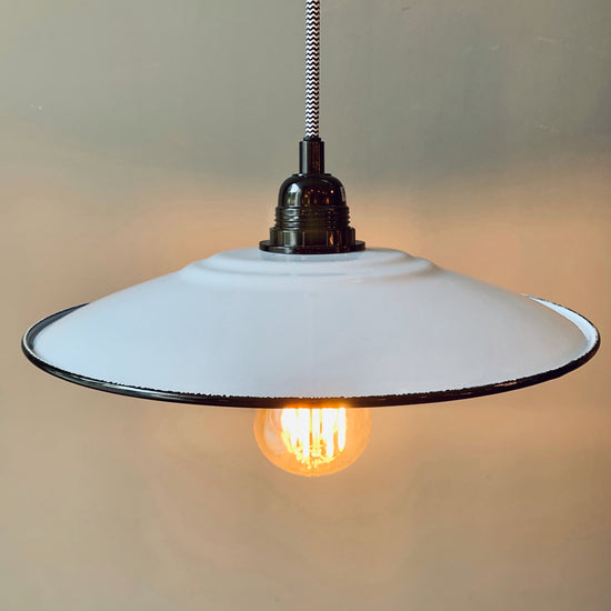 Emaille Lampenschirm 28cm / Taubengrau