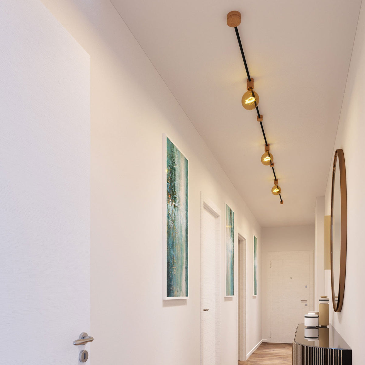 Lichterkette Filé Linear im Flur, an der Decke verlegt