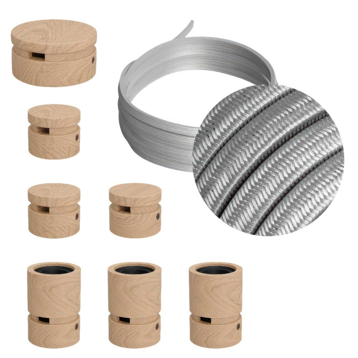 Lichterkette Filé Linear, Holz Natur, Kabel Silber