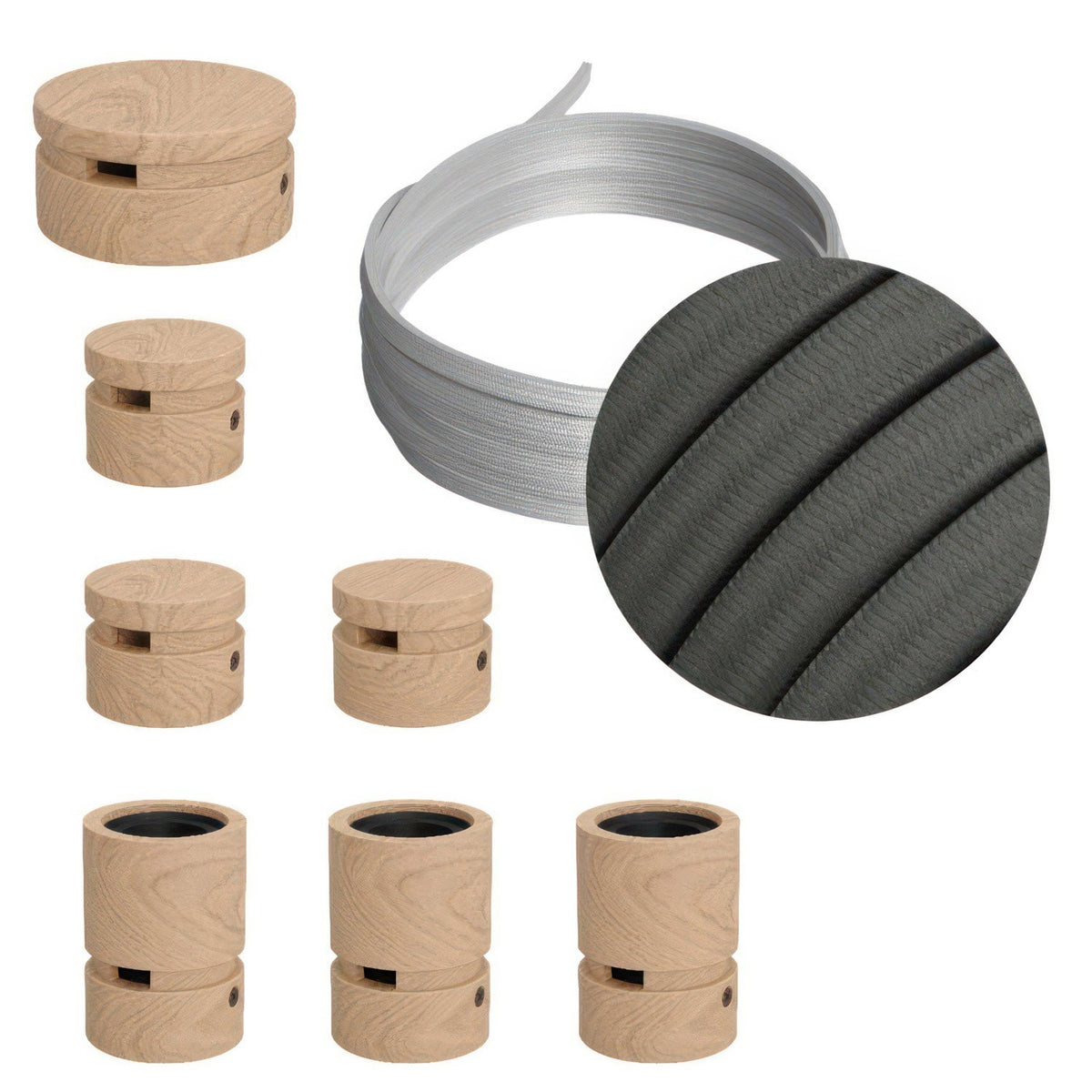 Lichterkette Filé Linear, Holz Natur, Kabel Grau