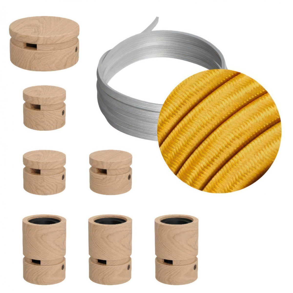 Lichterkette Filé Linear, Holz Natur, Kabel Gold