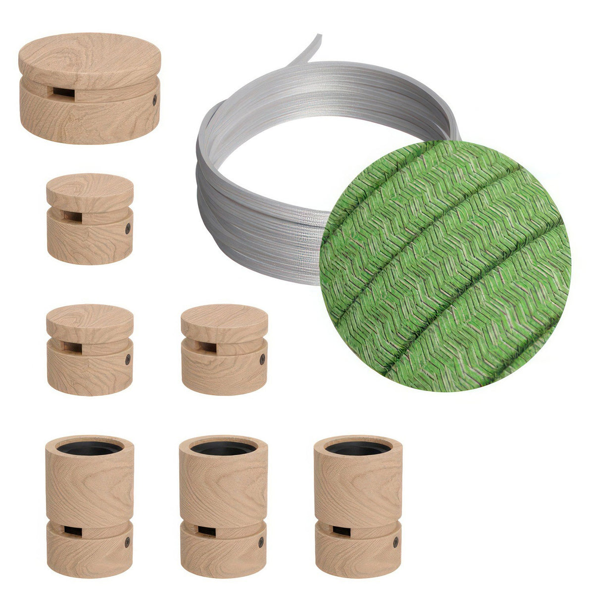 Lichterkette Filé Linear, Holz Natur, Kabel Grün Pixel (Baumwolle)