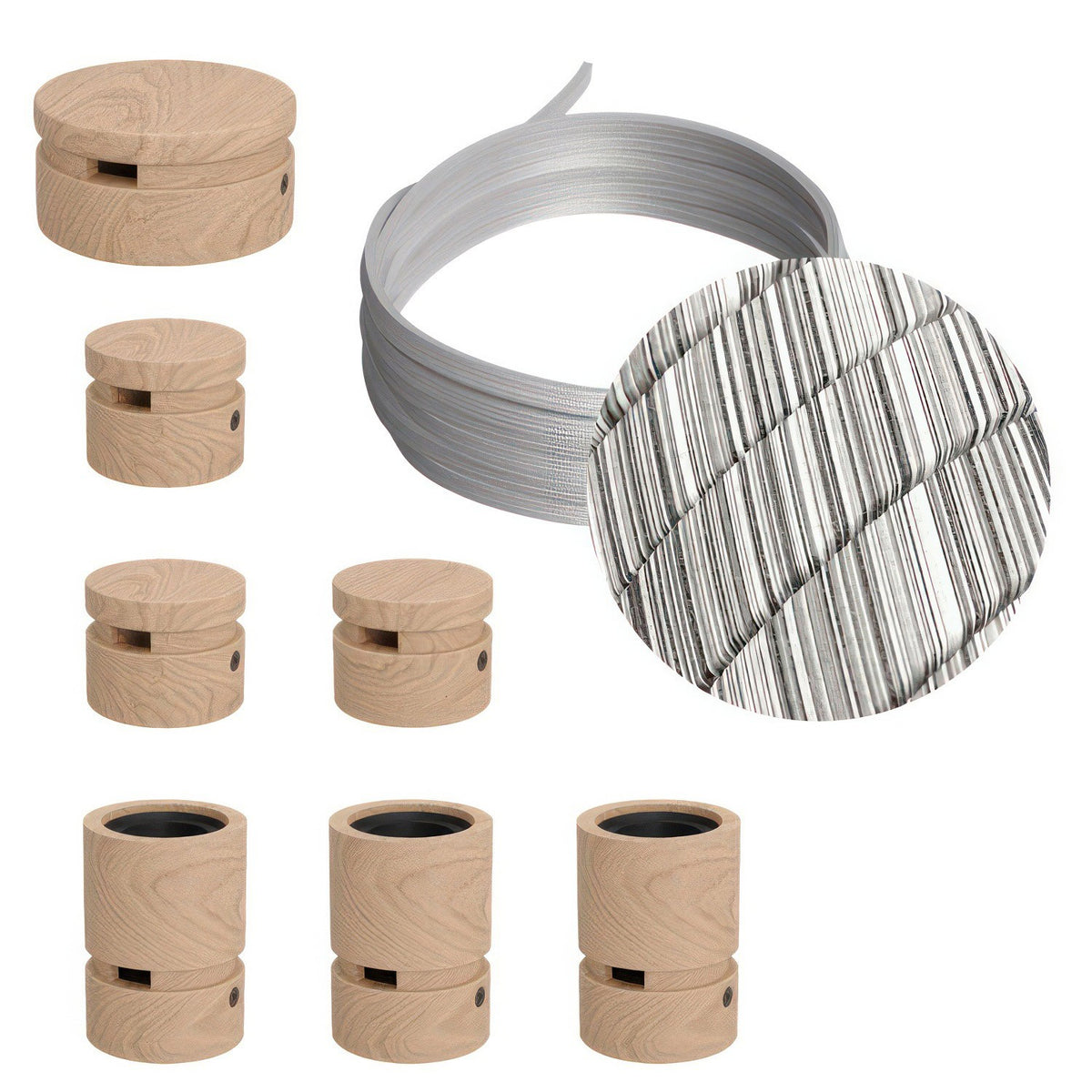 Lichterkette Filé Linear, Holz Natur, Kabel Schwarz meliert (Baumwolle)