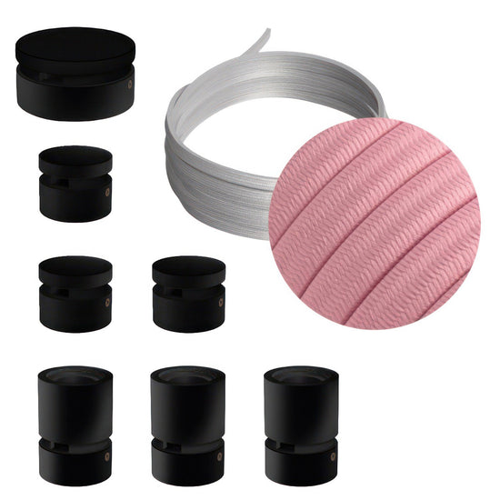 Lichterkette Filé Linear, Holz Schwarz, Kabel Babyrosa