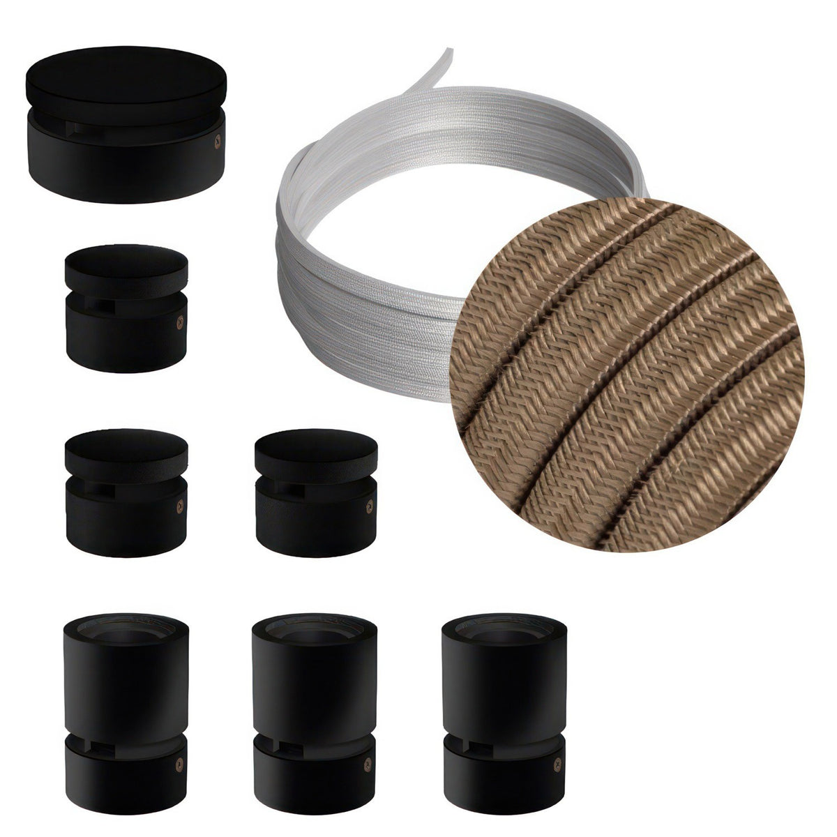Lichterkette Filé Linear, Holz Schwarz, Kabel Puderrosa