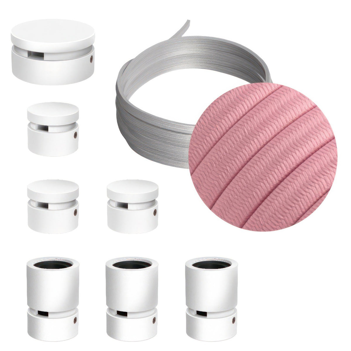 Lichterkette Filé Linear, Holz Weiss, Kabel Babyrosa
