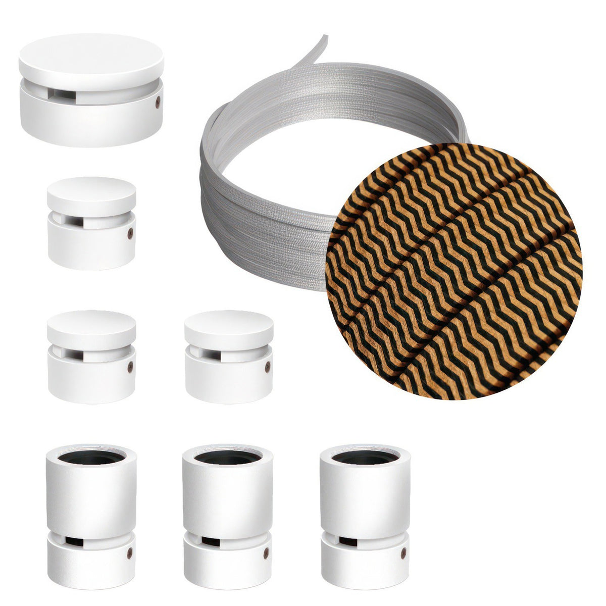 Lichterkette Filé Linear, Holz Weiss, Kabel Schwarz-Whisky Zickzack