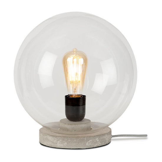 Tischleuchte 'Globe' unter Glaskugel, mit Betonsockel