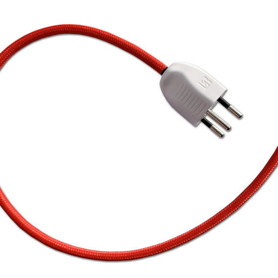 Textilkabel konfektioniert / Rot 3adrig weisser Stecker