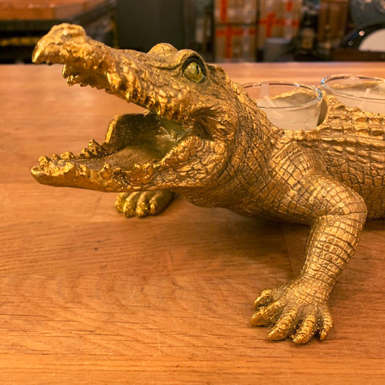 Teelicht Krokodil Gator gold