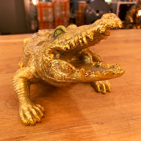 Teelicht Krokodil Gator gold