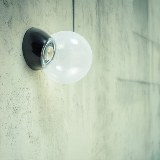 Kugellampe Bakelit Klarglas / Gewinkelt