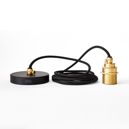 Hängeleuchte Mini Bell / Mattschwarz & Messing gebürstet