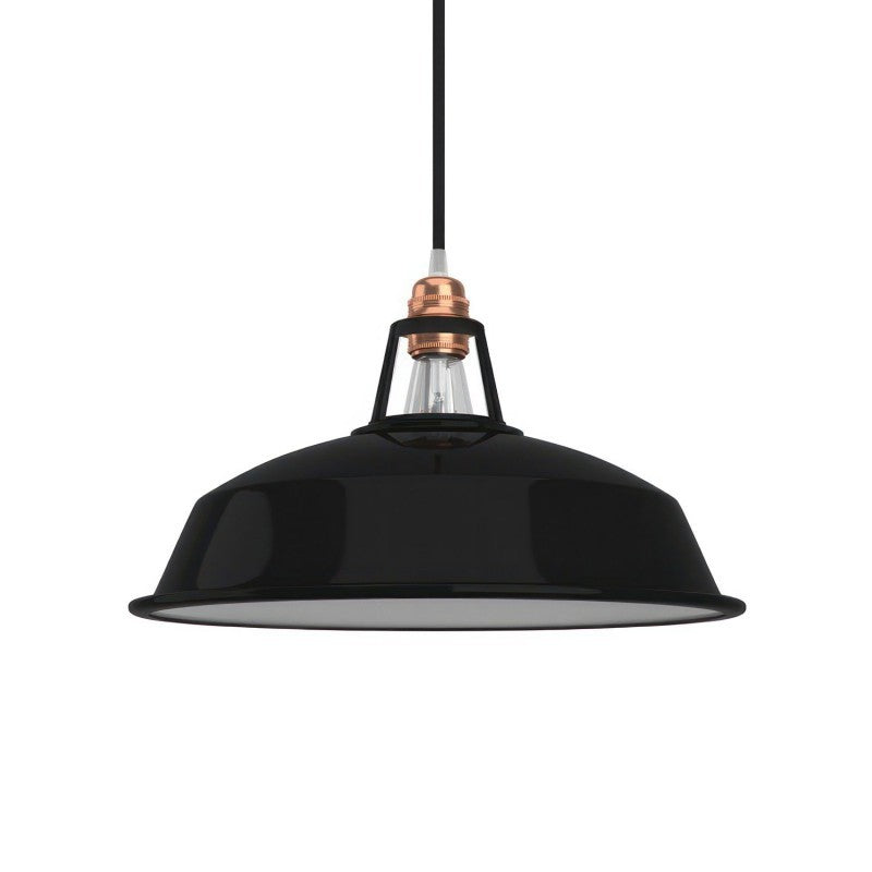Lackierter Metallampenschirm gross / Schwarz – Harrison Interiors