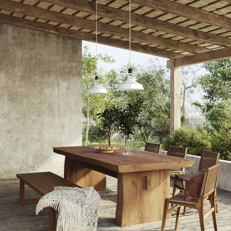 Lackierter Metallampenschirm gross / Weiss – Harrison Interiors