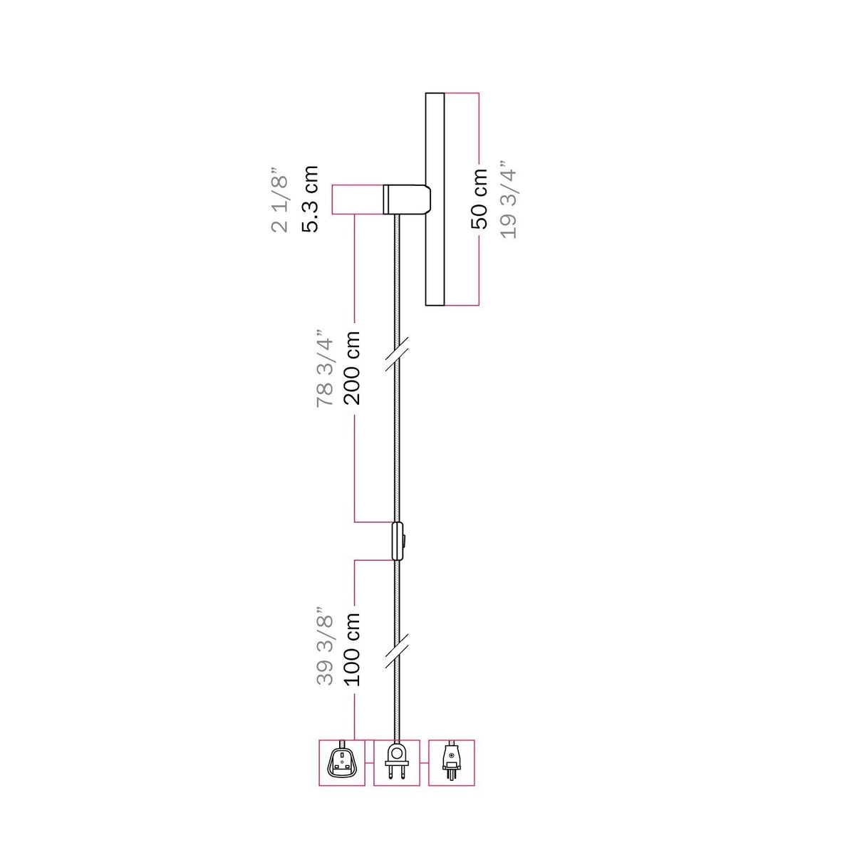 Leuchte S14d Metall mit Stecker und Spostaluce – Bronze satiniert