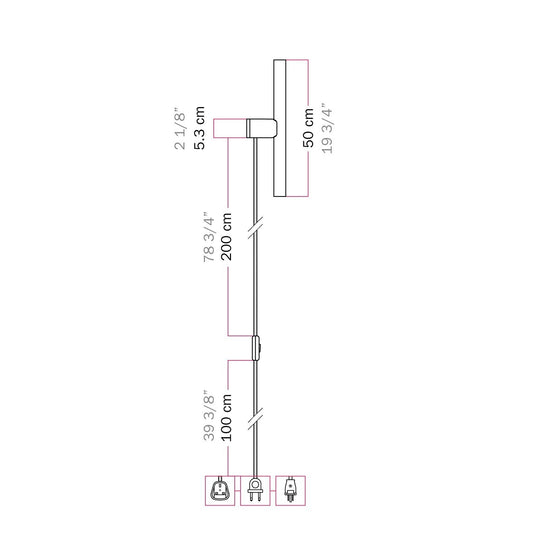 Leuchte S14d Metall mit Stecker und Spostaluce – Kupfer satiniert