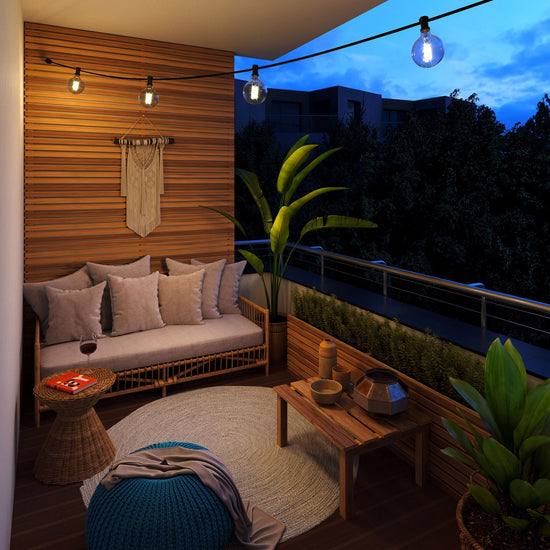 Lichterketten Komplettkit 12.5 m für gedeckten Aussenbereich mit 10 Lampenfassungen / Grau