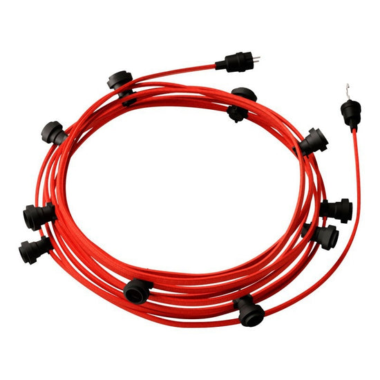 Lichterketten Komplettkit 12.5 m für Aussenbereich mit 10 Lampenfassungen / Rot