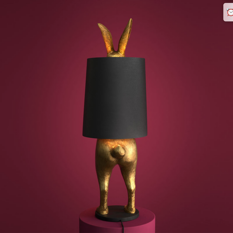 Stehleuchte Hase Hiding Rabbit in Gold und Schwarz, Rückansicht