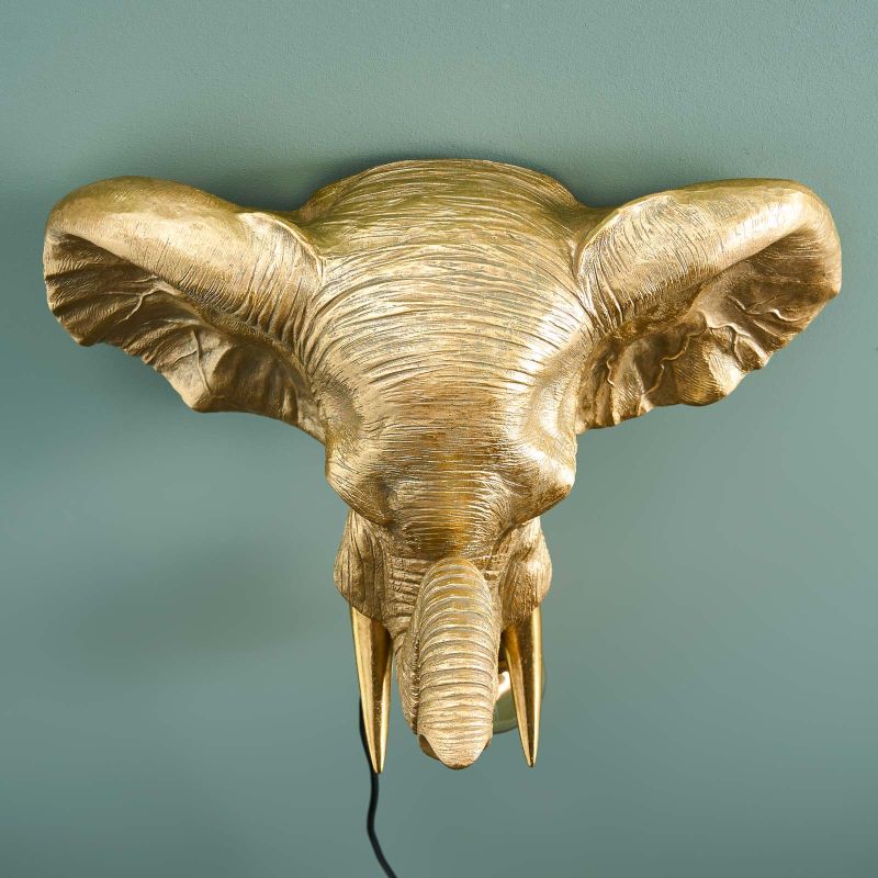 Wandleuchte Elefant Jumbo in Gold mit ausgebreiteten Ohren