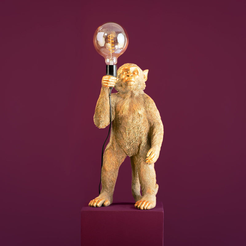 Tischleuchte Affe Koko stehend in Gold von Werner Voß