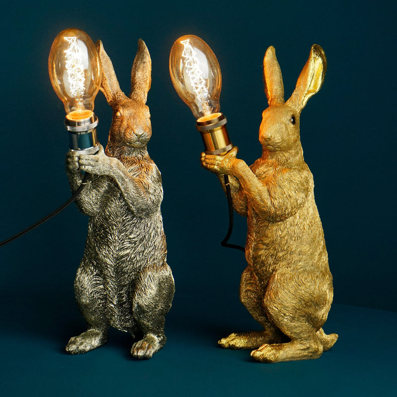 Tischleuchten Hase Meister Lampe in Gold und Silber von Werner Voß