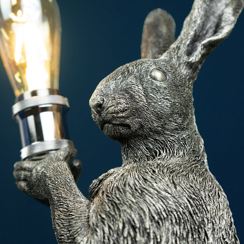Tischleuchte Hase Meister Lampe von Werner Voß, in Silber