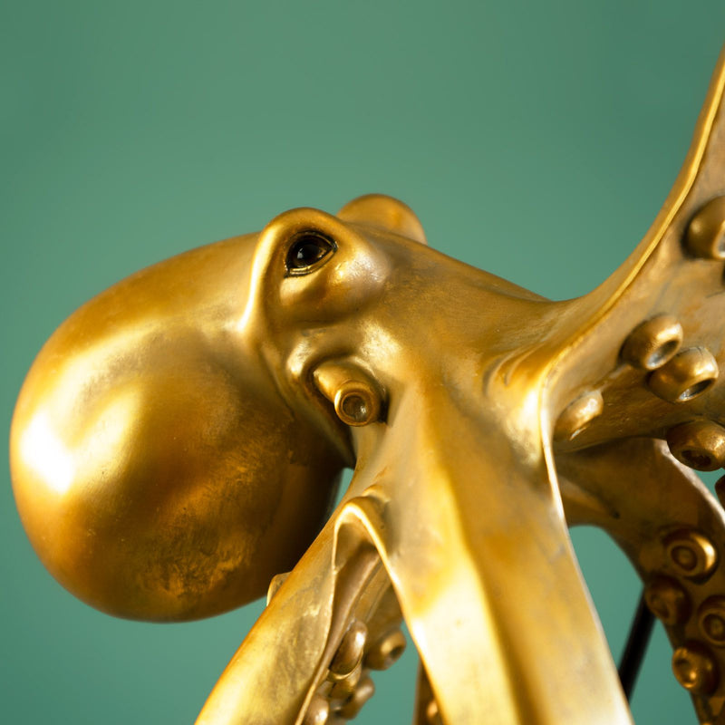 Tischleuchte Krake Otto Octopus in Gold von Werner Voß, Nahaufnahme