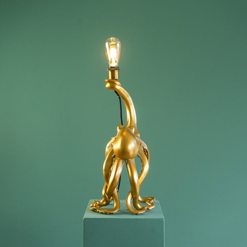 Tischleuchte Krake Otto Octopus in Gold von Werner Voß, Rückansicht